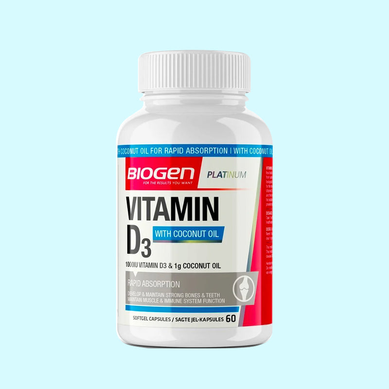 Vitamin D3 + Coconut Oil – 60 Softgel Caps